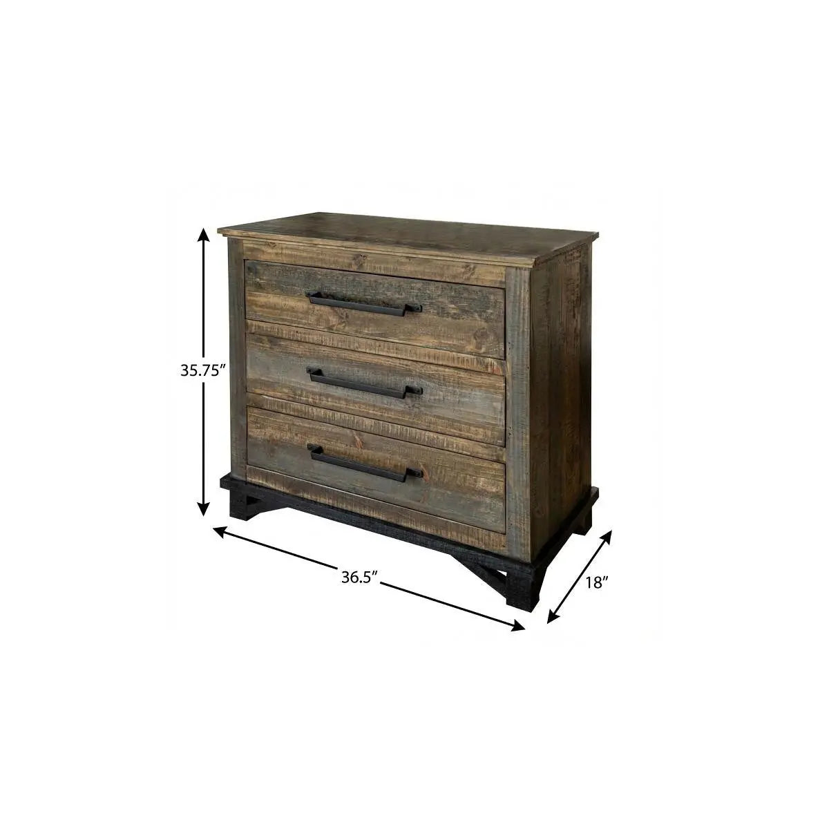 37" Brown and Gray Solid Wood Three Drawer Chest Homeroots Bed & Bath