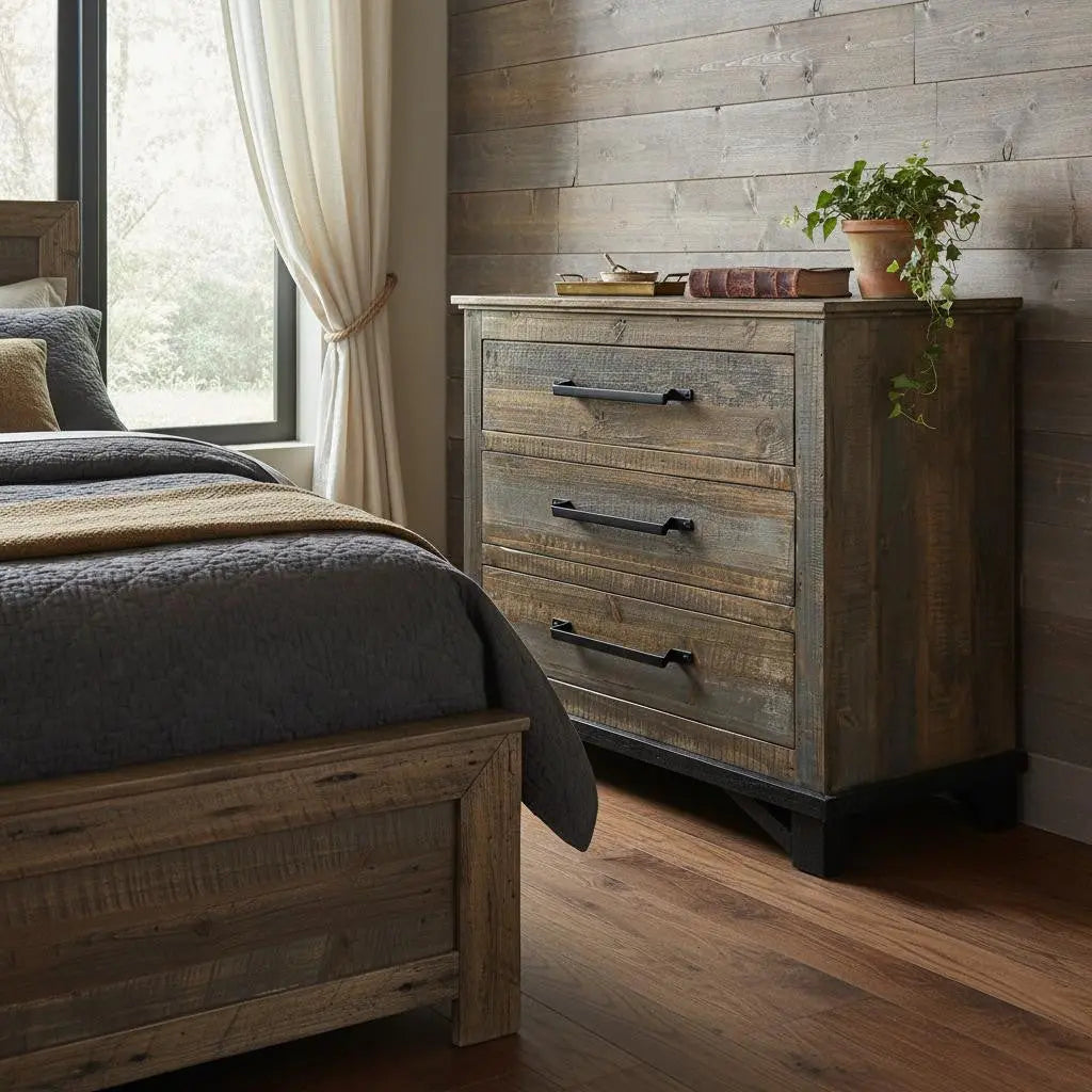 37" Brown and Gray Solid Wood Three Drawer Chest Homeroots Bed & Bath