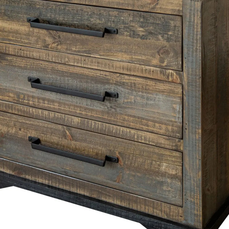 37" Brown and Gray Solid Wood Three Drawer Chest Homeroots Bed & Bath
