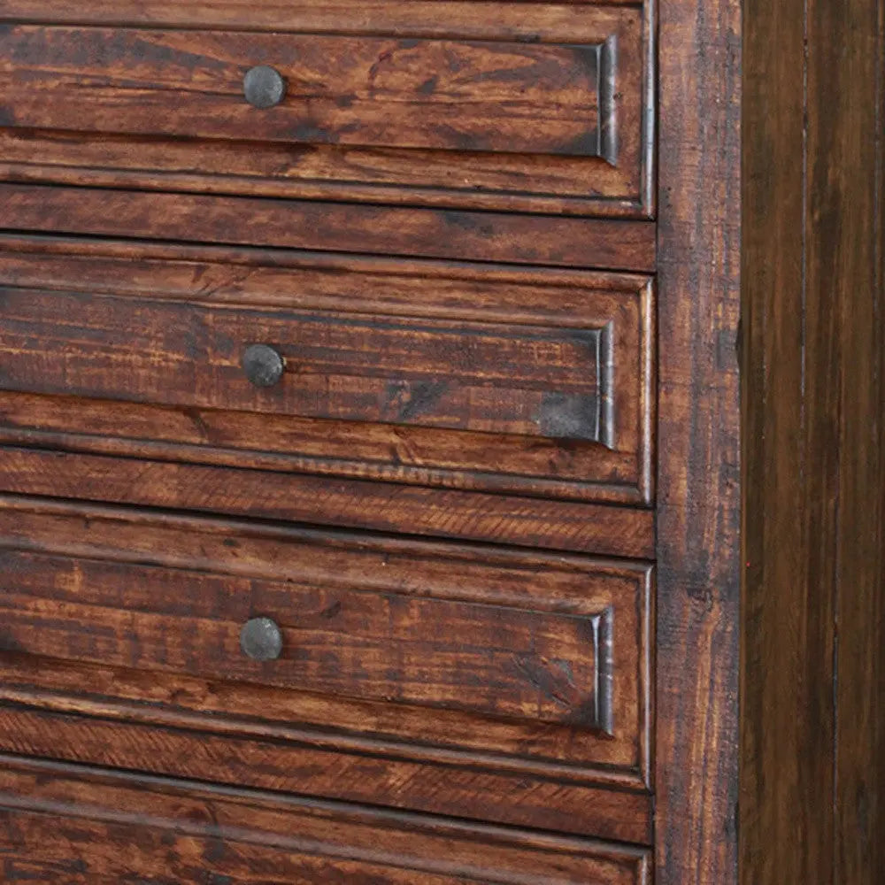 37" Chocolate Solid Wood Five Drawer Chest - GreatEagleInc
