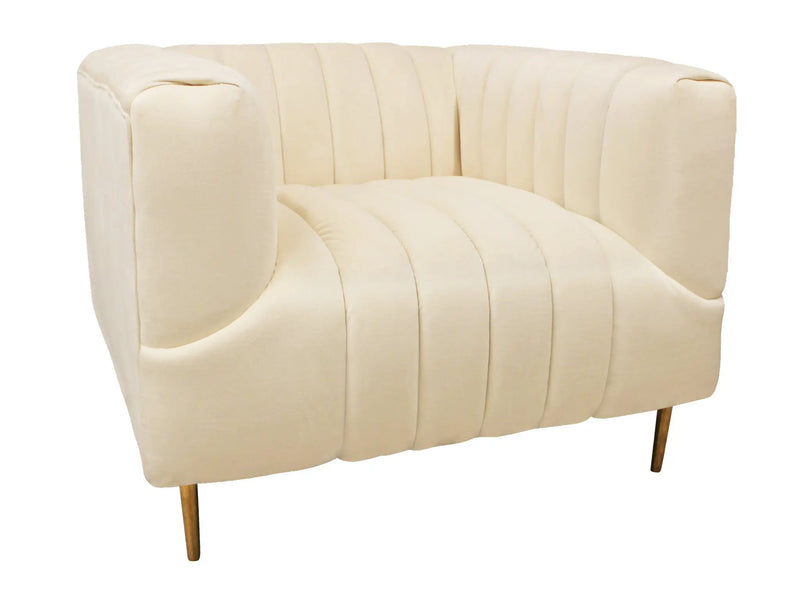 37" Ivory Velvet And Gold Solid Color Lounge Chair Homeroots Living Room