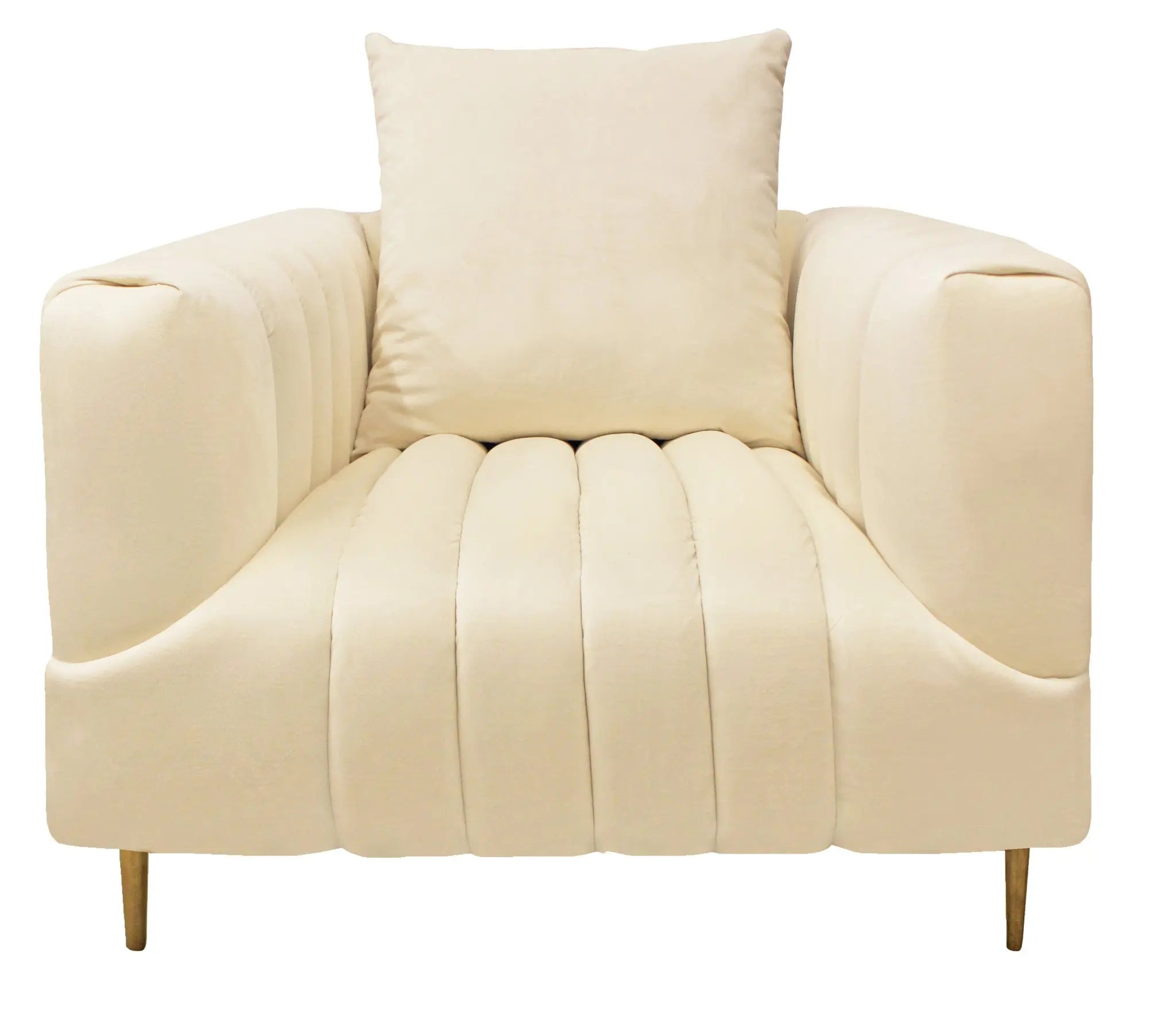 37" Ivory Velvet And Gold Solid Color Lounge Chair Homeroots Living Room