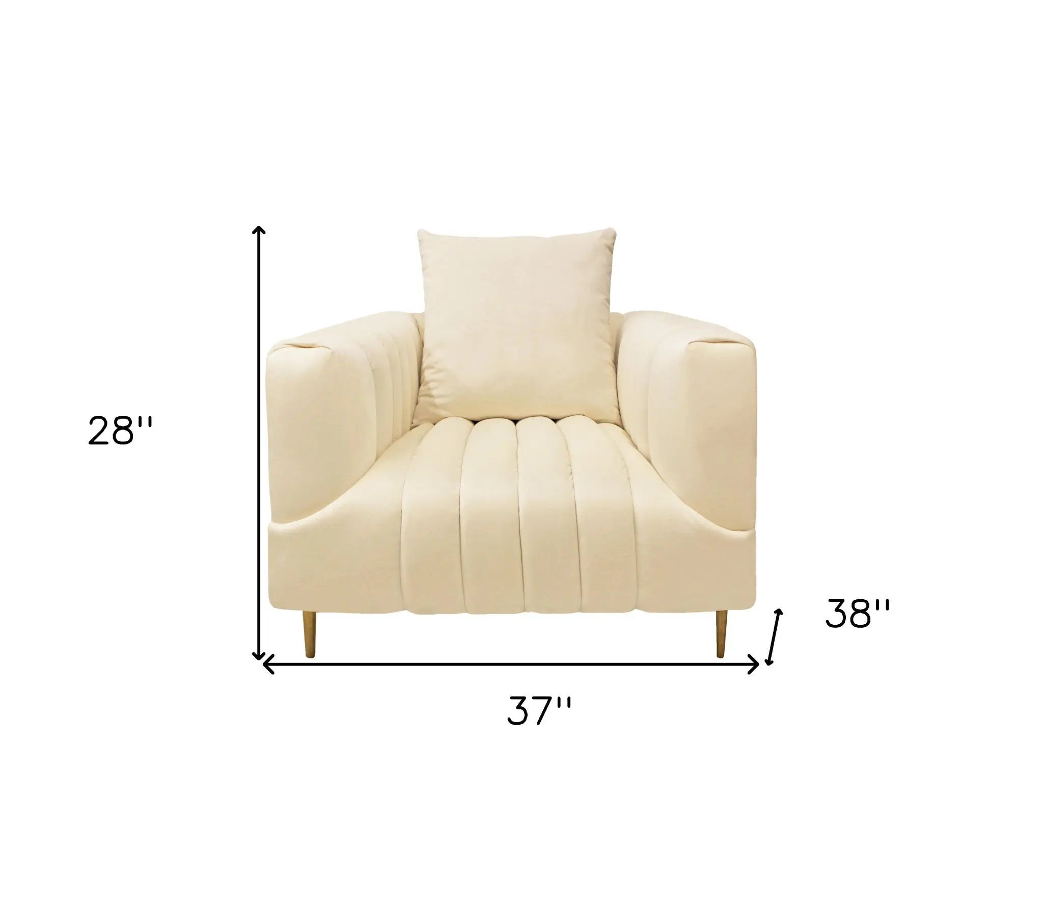 37" Ivory Velvet And Gold Solid Color Lounge Chair Homeroots Living Room