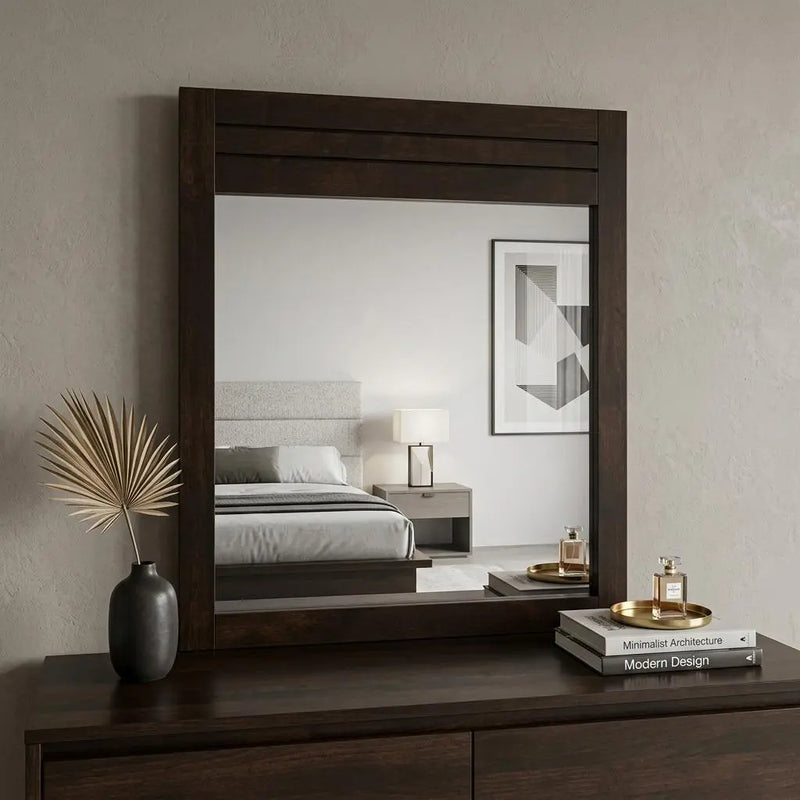 37" Mahogany Wood Framed Dresser Mirror Homeroots Bed & Bath
