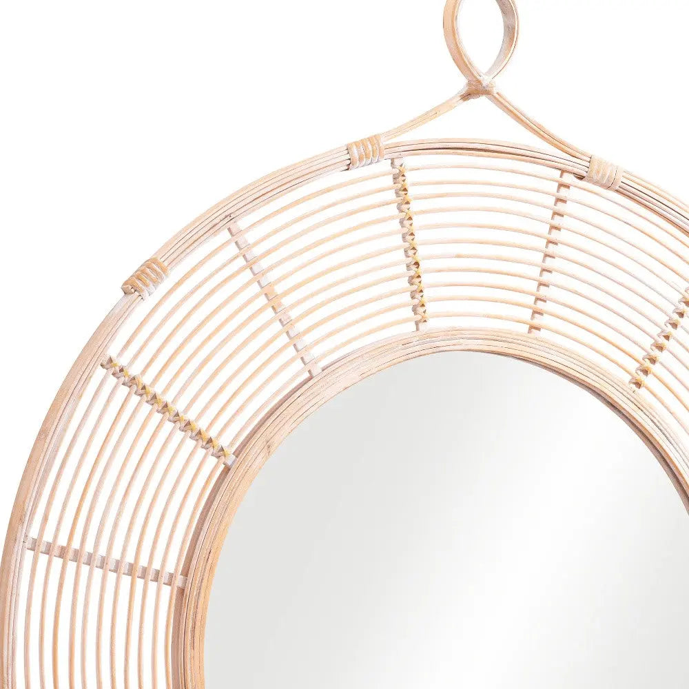 37" Natural Round Framed Accent Mirror - GreatEagleInc