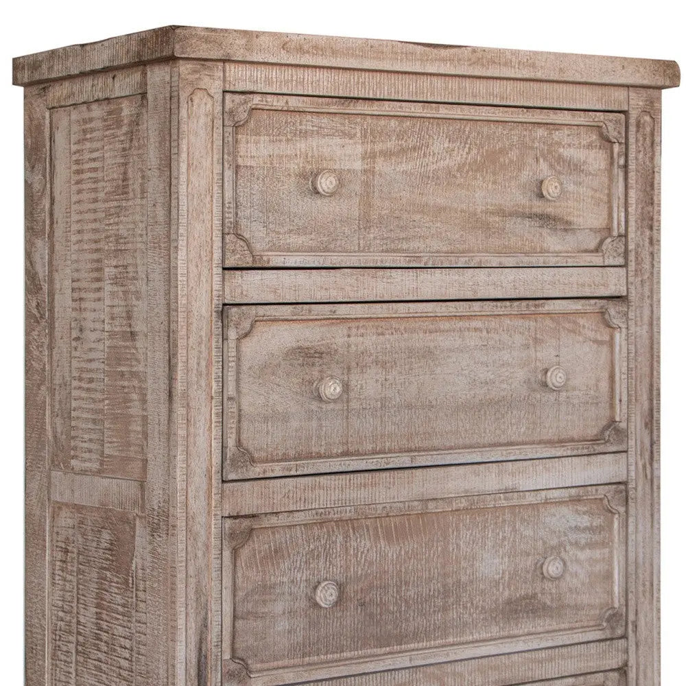 37" Natural Solid Wood Four Drawer Dresser Homeroots Bed & Bath
