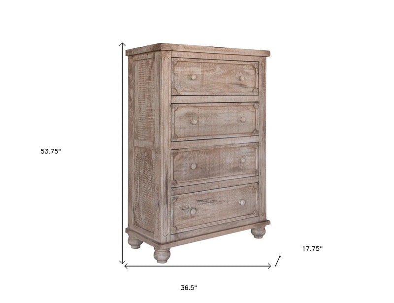 37" Natural Solid Wood Four Drawer Dresser Homeroots Bed & Bath