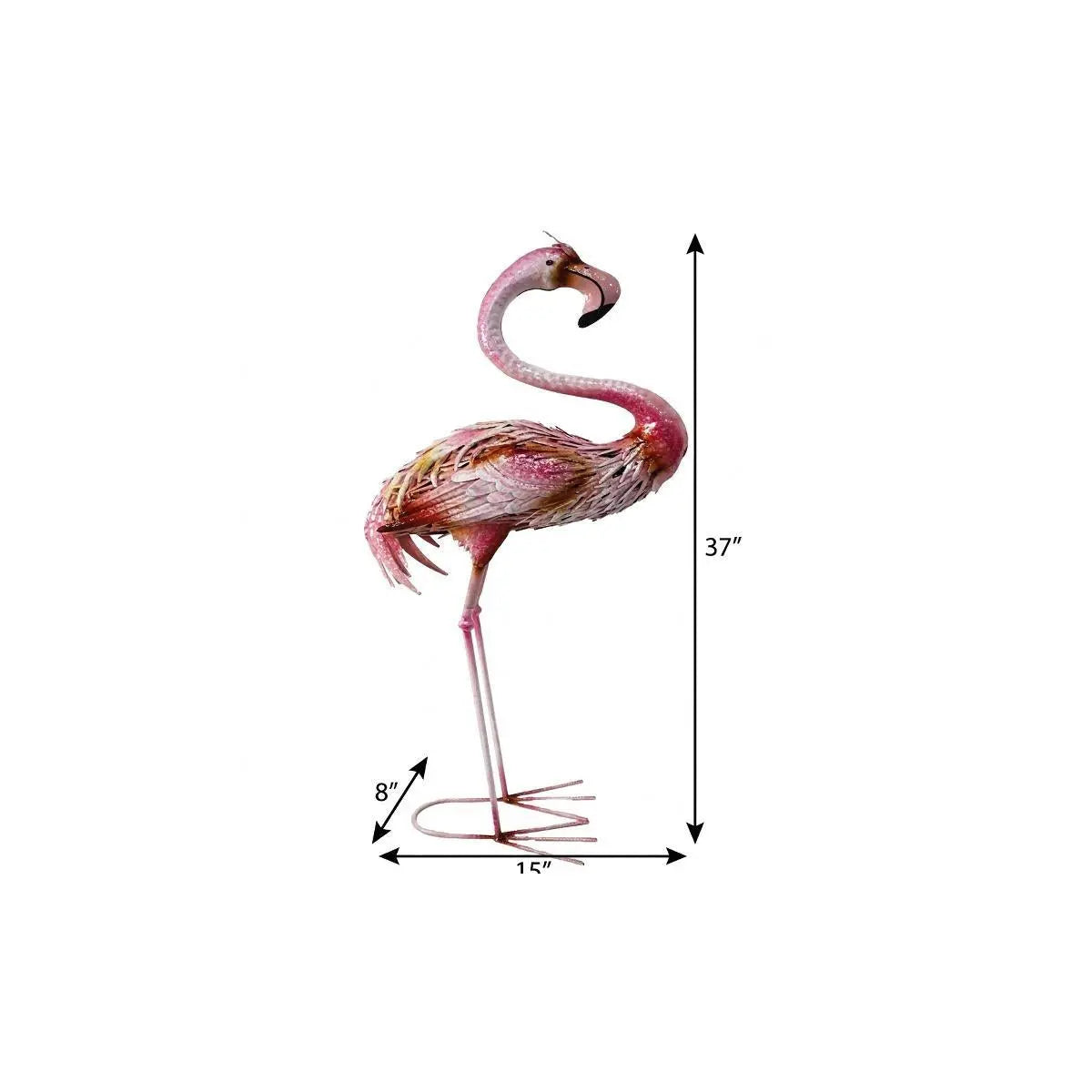 37" Pink And Yellow Metal Flamingo Garden Accents Accessories Homeroots Outdoor