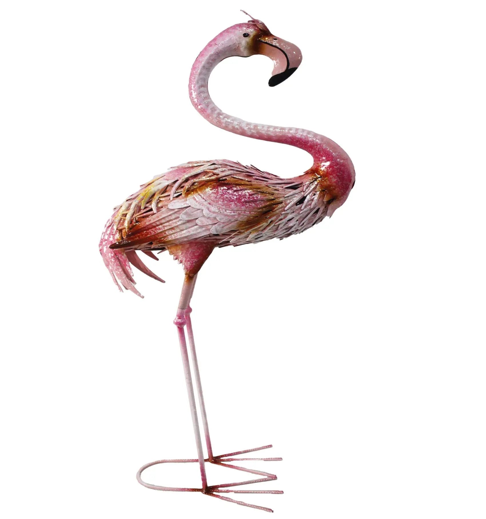 37" Pink And Yellow Metal Flamingo Garden Accents Accessories Homeroots Outdoor