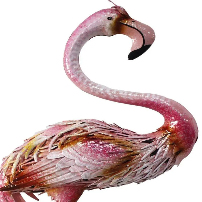 37" Pink And Yellow Metal Flamingo Garden Accents Accessories Homeroots Outdoor