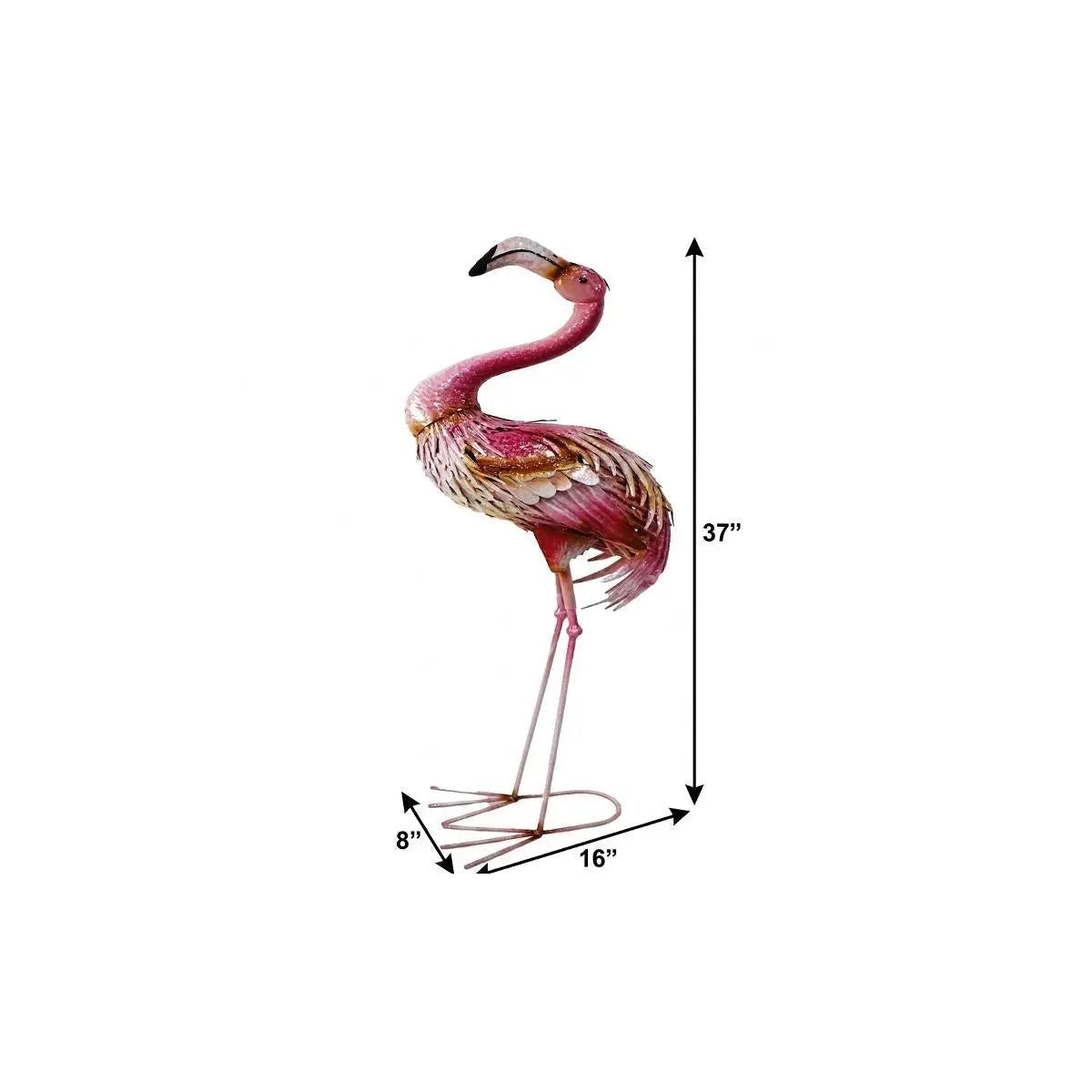 37" Pink And Yellow Metal Flamingo Garden Accents Accessories Homeroots Outdoor