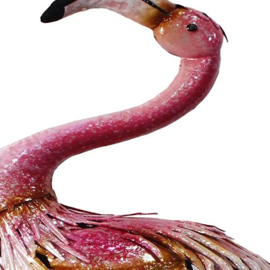 37" Pink And Yellow Metal Flamingo Garden Accents Accessories Homeroots Outdoor