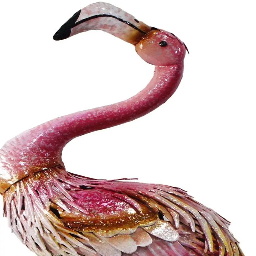 37" Pink And Yellow Metal Flamingo Garden Accents Accessories Homeroots Outdoor