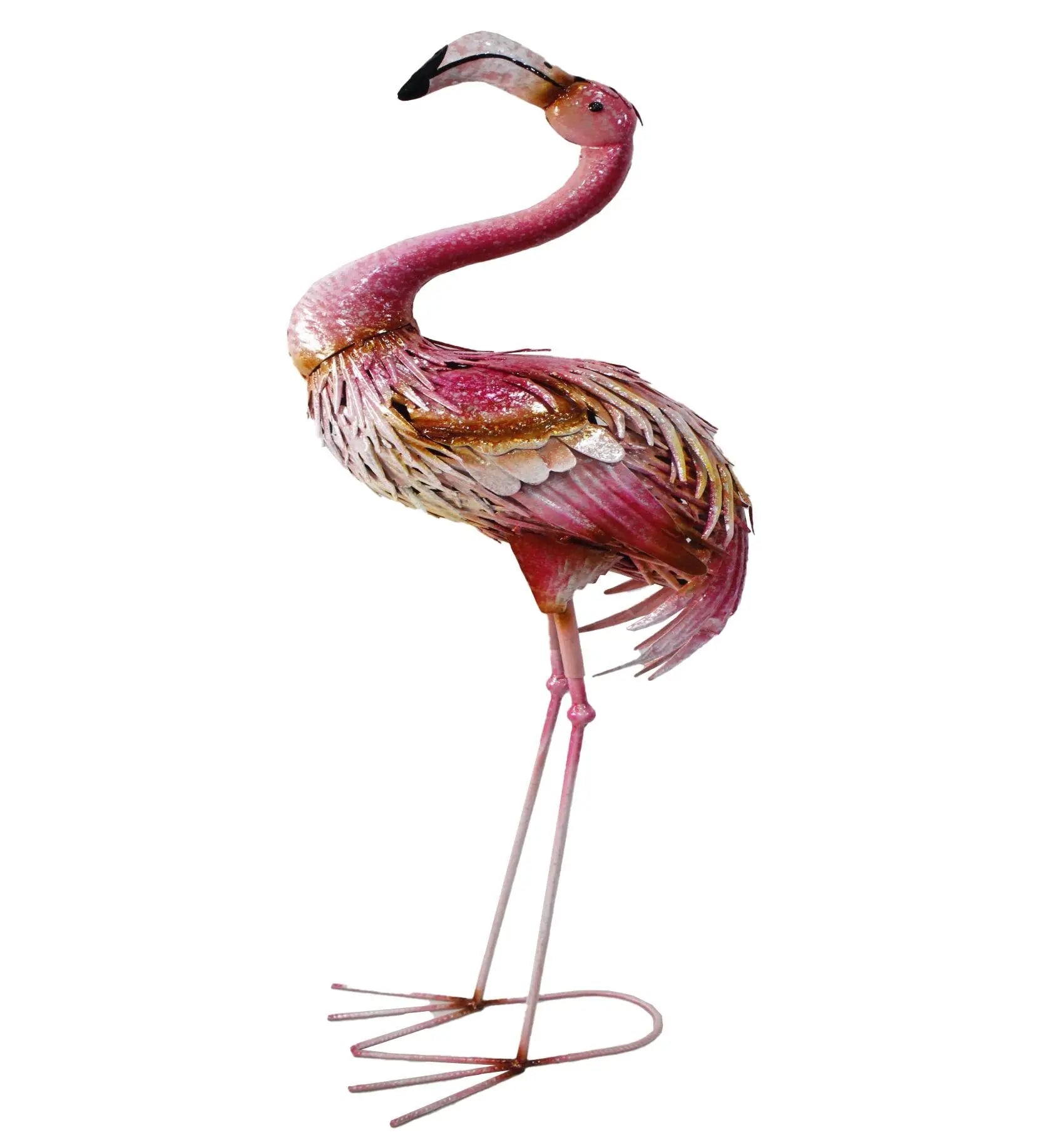 37" Pink And Yellow Metal Flamingo Garden Accents Accessories Homeroots Outdoor