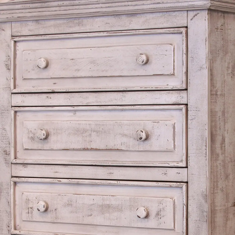 37" White Solid Wood Five Drawer Chest - GreatEagleInc