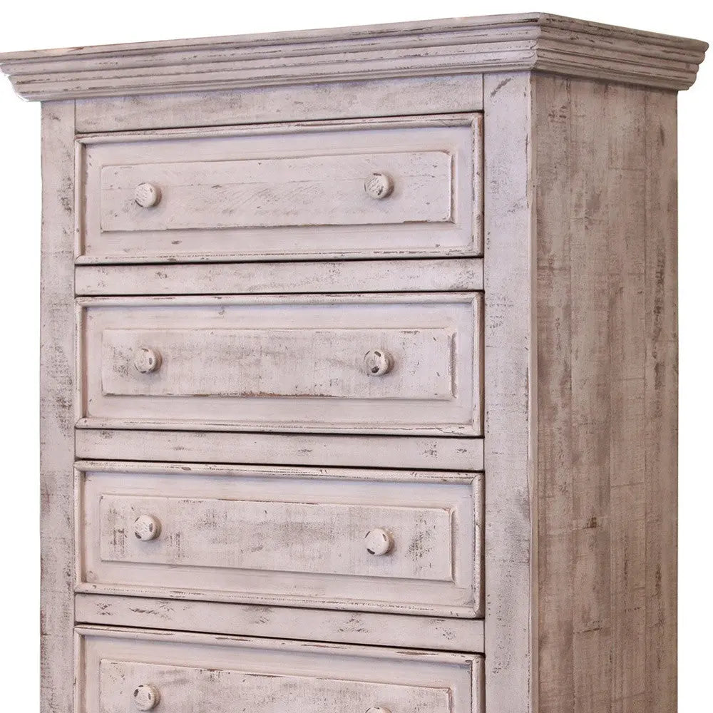 37" White Solid Wood Five Drawer Chest - GreatEagleInc