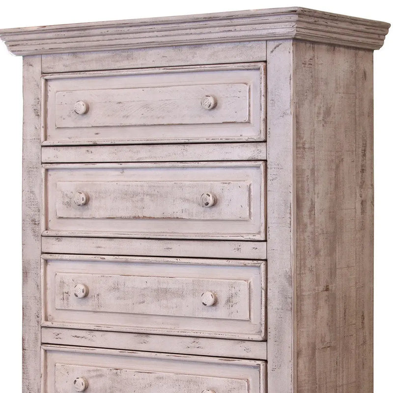 37" White Solid Wood Five Drawer Chest - GreatEagleInc