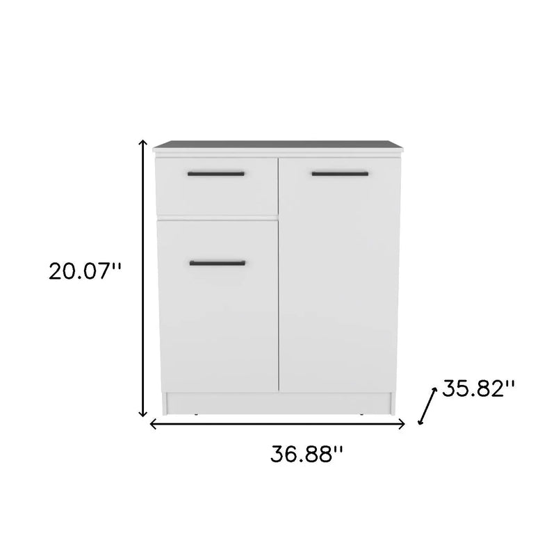 37" White Wood Accent Cabinet With Two Doors And One Drawer Homeroots Kitchen & Dining