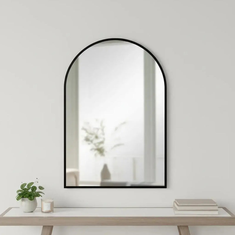 38" Black Aluminum Arch Framed Accent Mirror Homeroots Bed & Bath