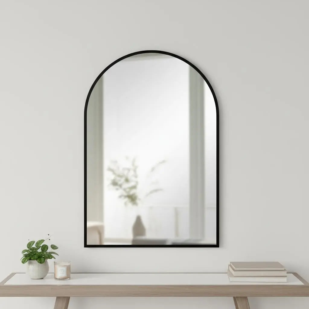 38" Black Aluminum Arch Framed Accent Mirror Homeroots Bed & Bath