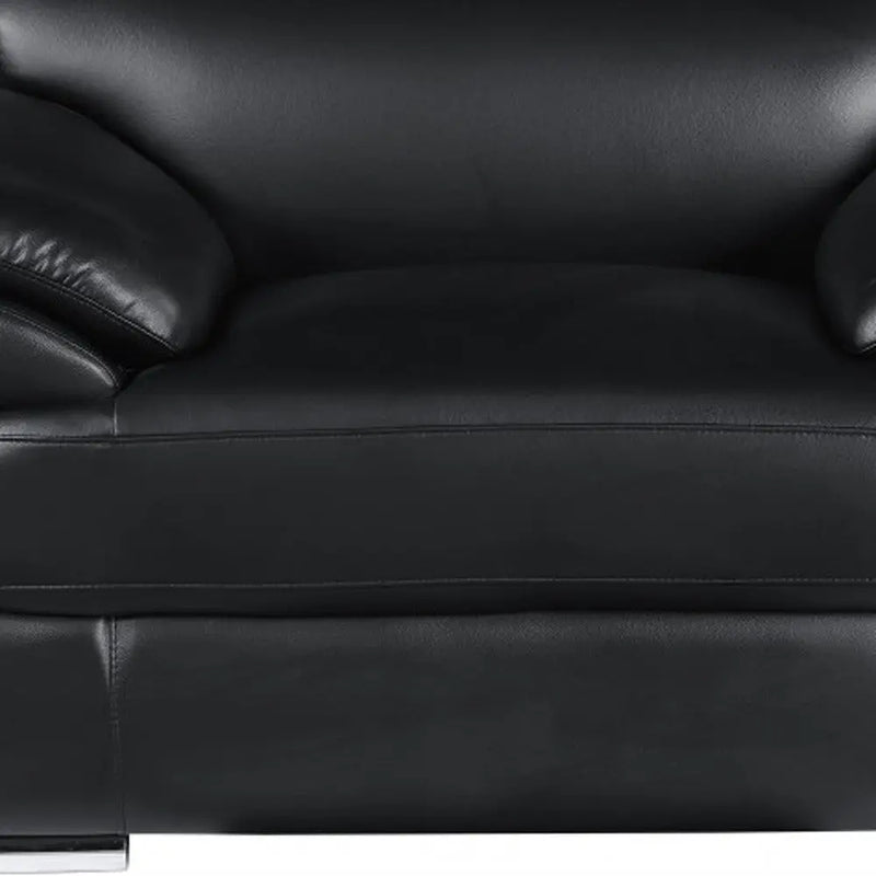 38" Black And White Genuine Leather Chair and a Half Homeroots Living Room