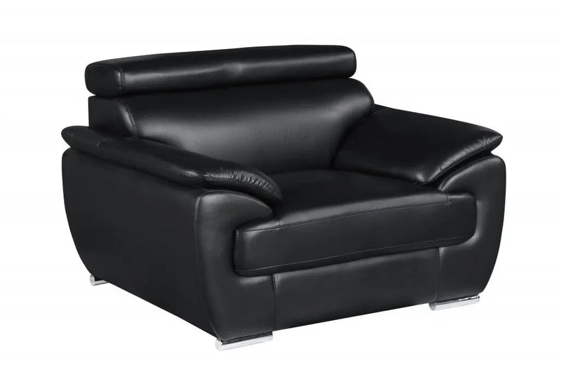 38" Black And White Genuine Leather Chair and a Half Homeroots Living Room