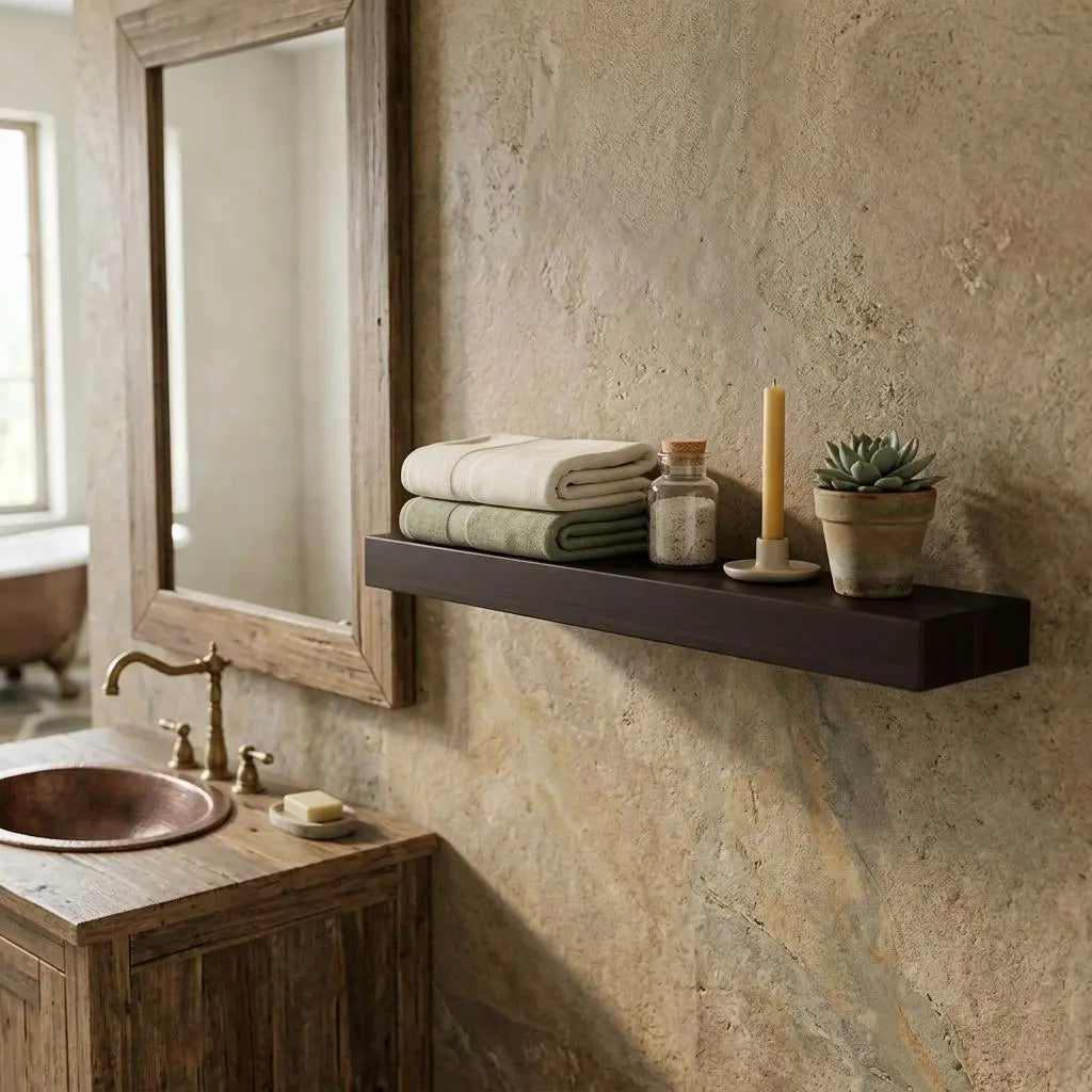 38" Espresso Wood Wall Mounted Floating Shelf Homeroots Organization