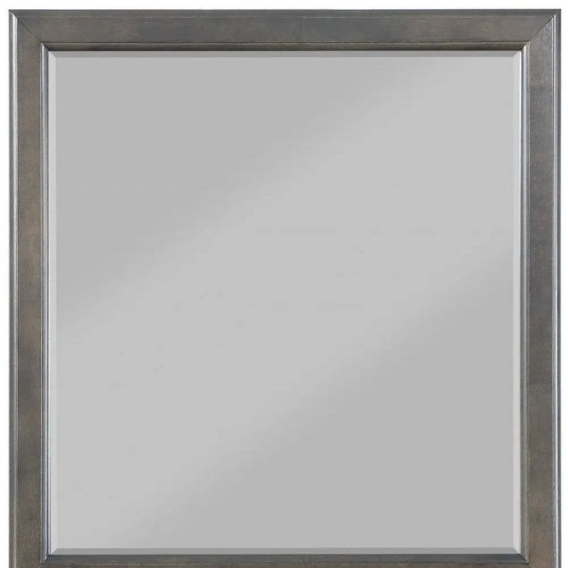38" Gray Square Wood Framed Accent Mirror - GreatEagleInc