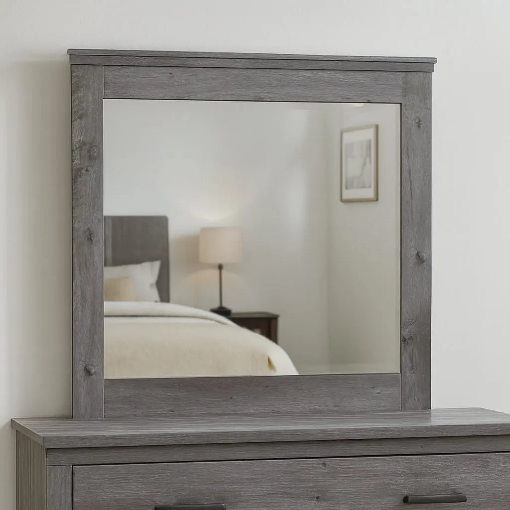 38" Square Wood Framed Mounted Dresser Mirror Homeroots Bed & Bath