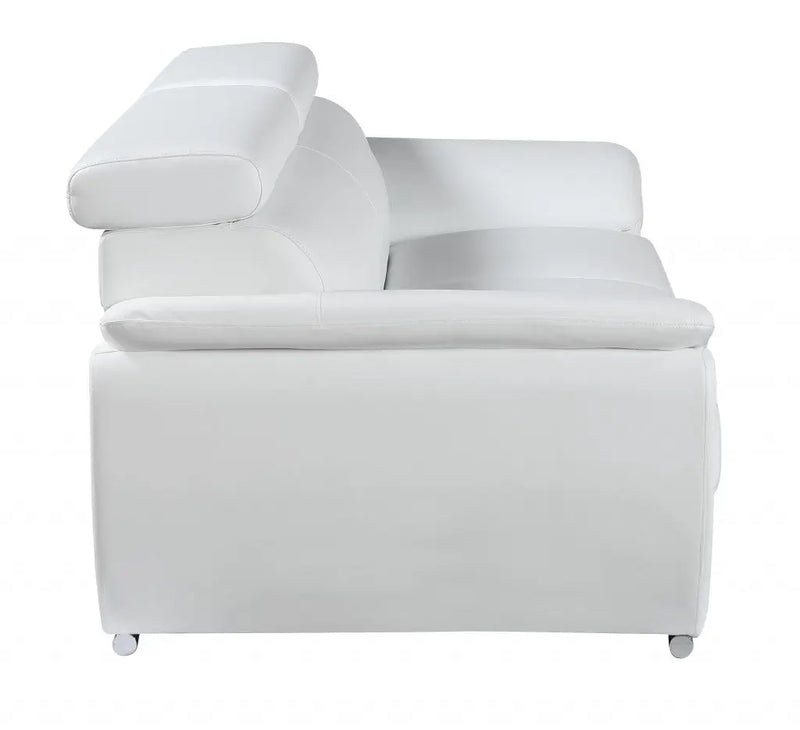 38" White And Silver Genuine Leather Chair and a Half Homeroots Living Room
