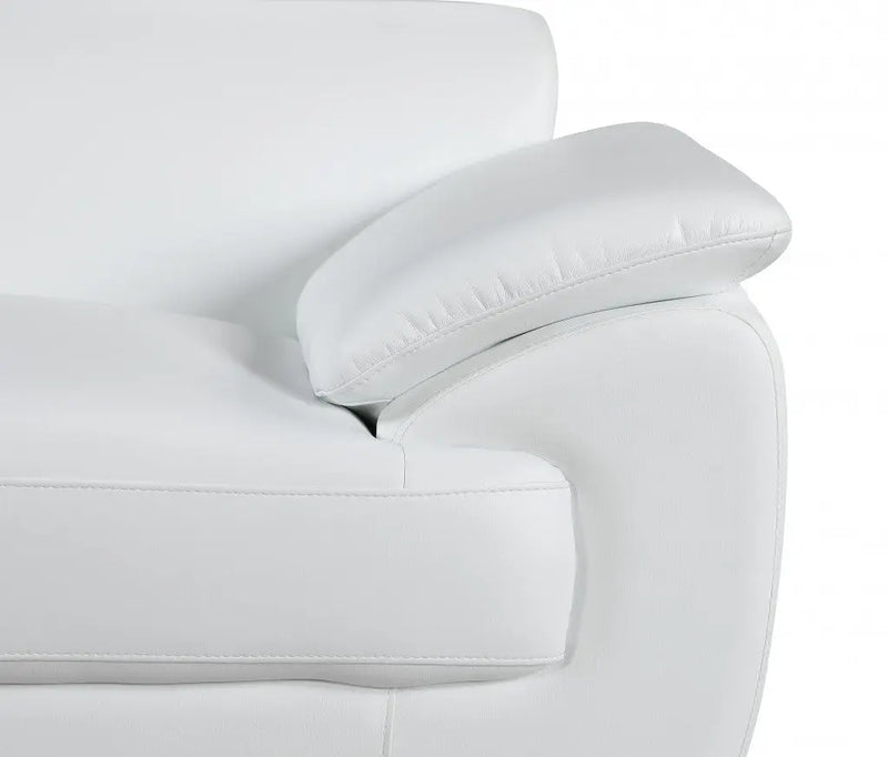 38" White And Silver Genuine Leather Chair and a Half Homeroots Living Room