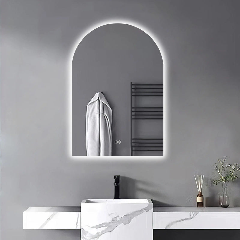 38" White Arch Lighted Frameless Bathroom Vanity Mirror Homeroots Bed & Bath