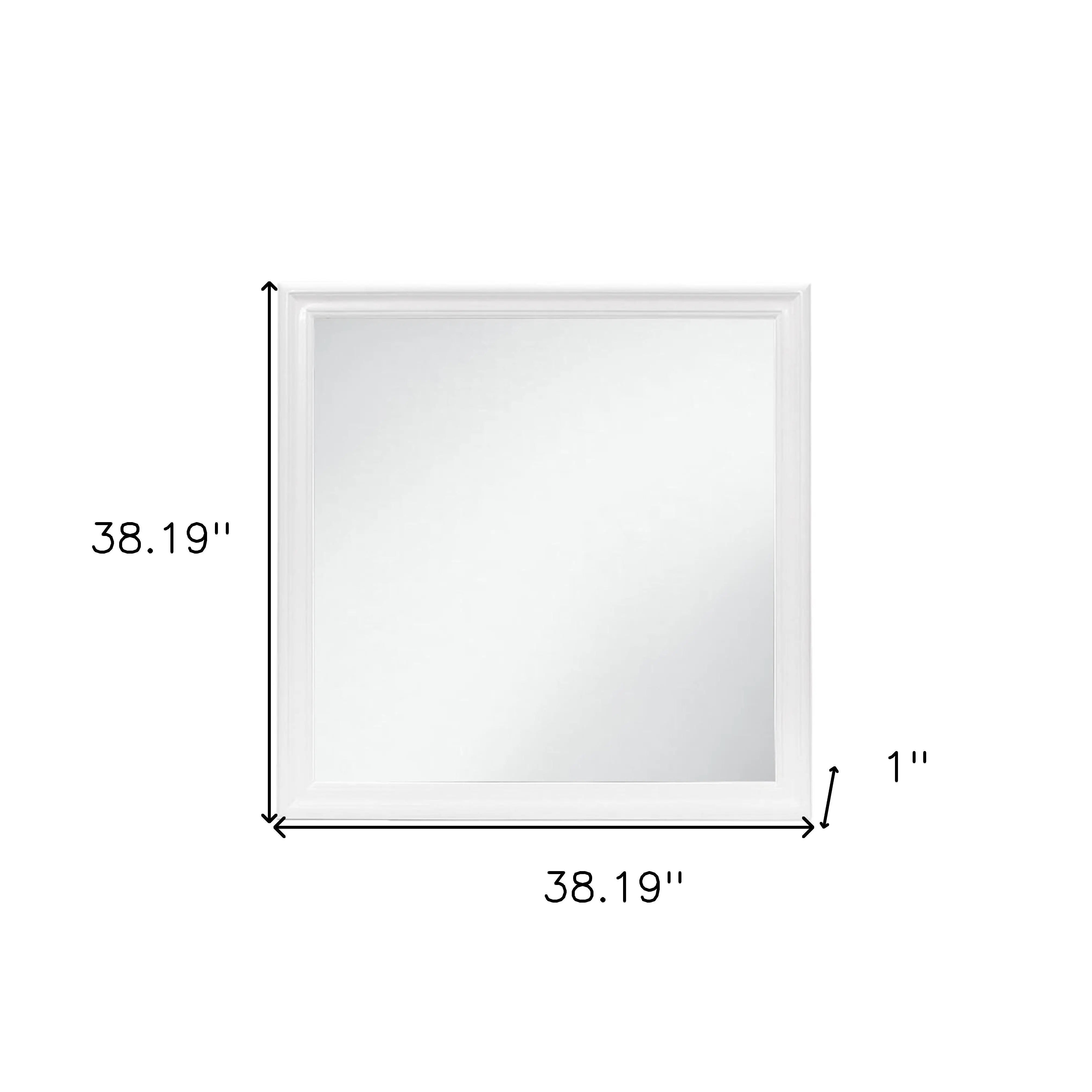 38" White Square Wood Framed Accent Mirror Homeroots Bed & Bath