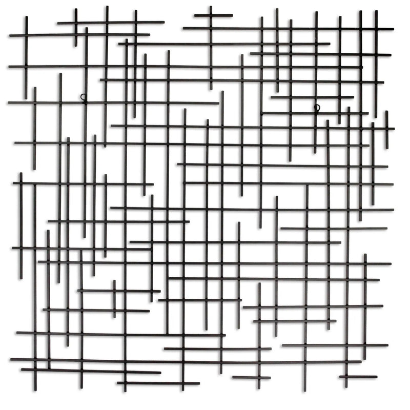 38" X 38" Black Geometric Metal Hanging Dimensional Sculpture Homeroots Home Decor