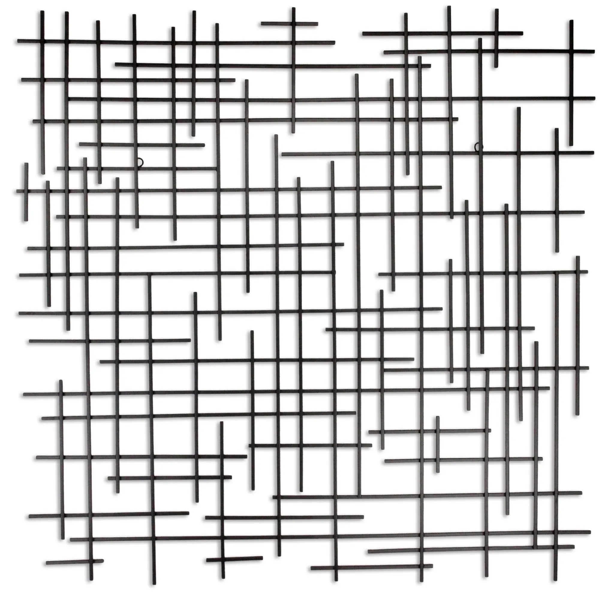 38" X 38" Black Geometric Metal Hanging Dimensional Sculpture Homeroots Home Decor