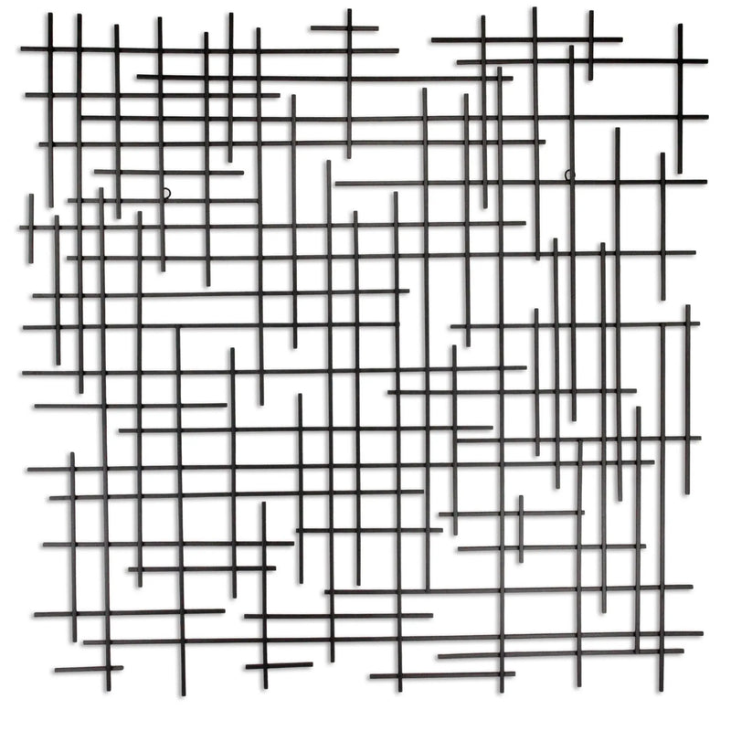 38" X 38" Black Geometric Metal Hanging Dimensional Sculpture Homeroots Home Decor