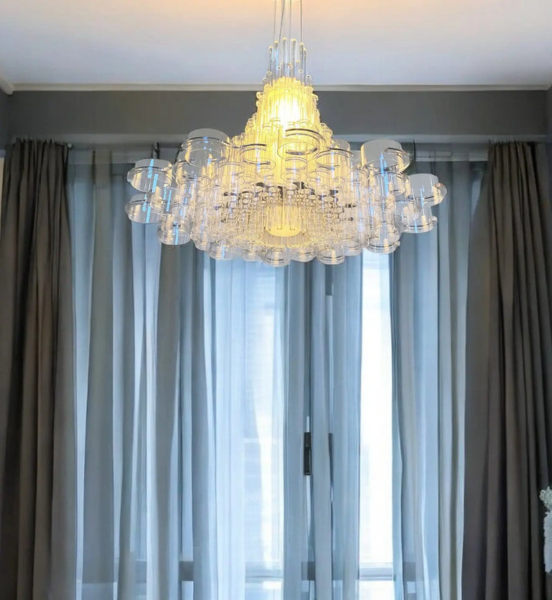 39 X 39 X 70 White Acrylic Pendant Lamp - GreatEagleInc