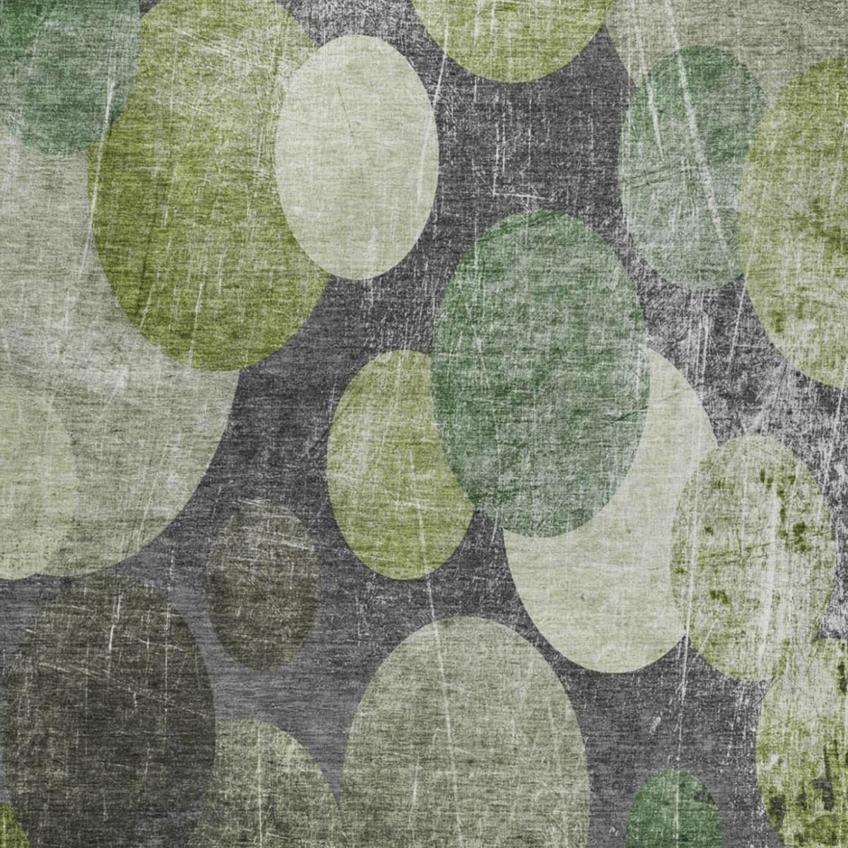 10' X 14' Green And Gray Geometric Shag Washable Area Rug With UV Protection - Home & Garden