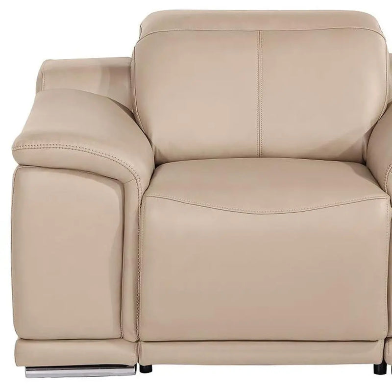 39" Ash Gray Genuine Leather Wall Hugger Power Recliner With USB Homeroots Living Room