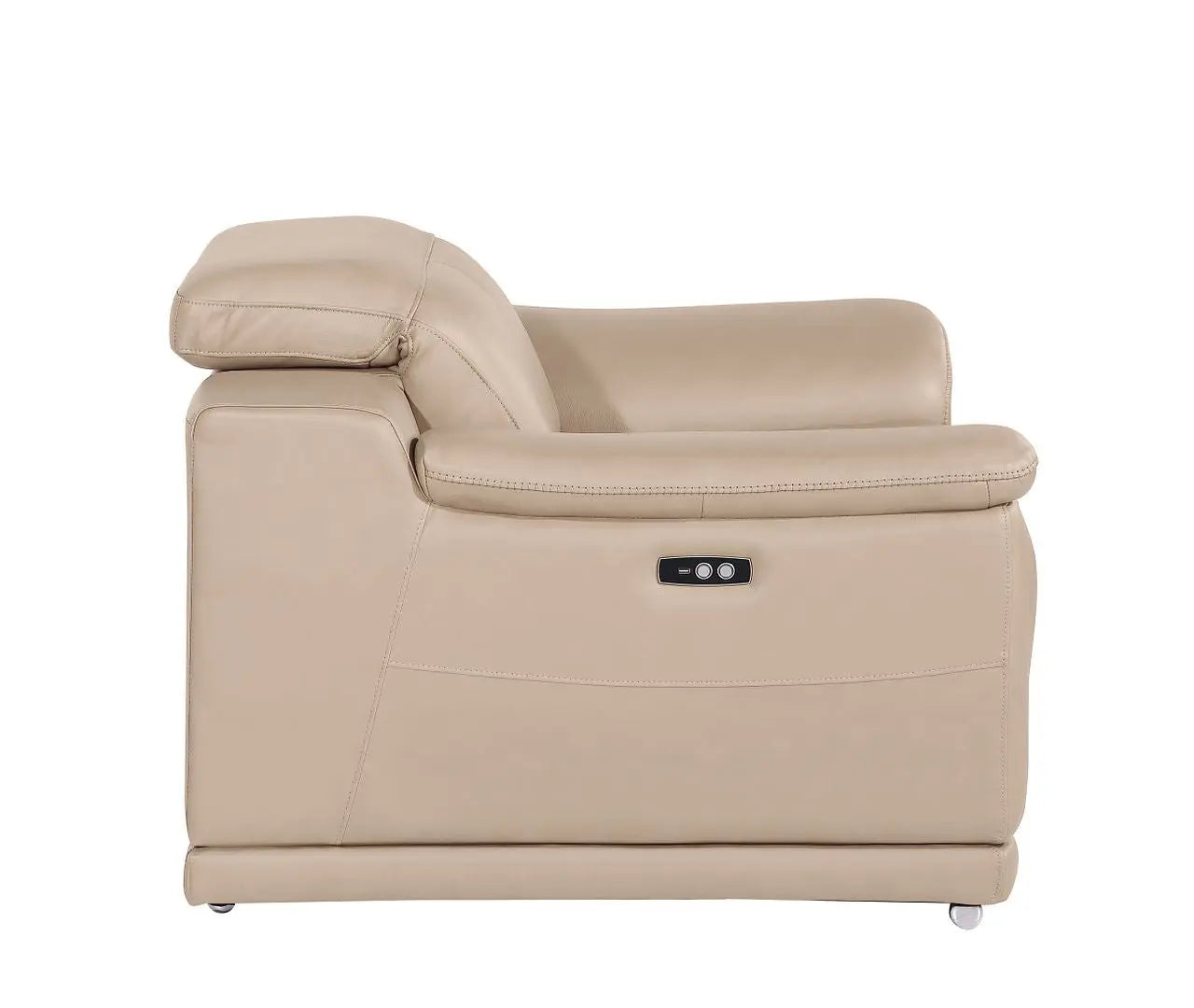 39" Beige Genuine Leather Wall Hugger Power Recliner With USB Homeroots Living Room