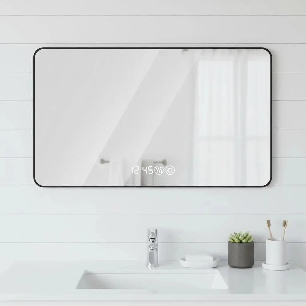 39" Black Aluminum Lighted Framed Bathroom Vanity Mirror Homeroots Bed & Bath