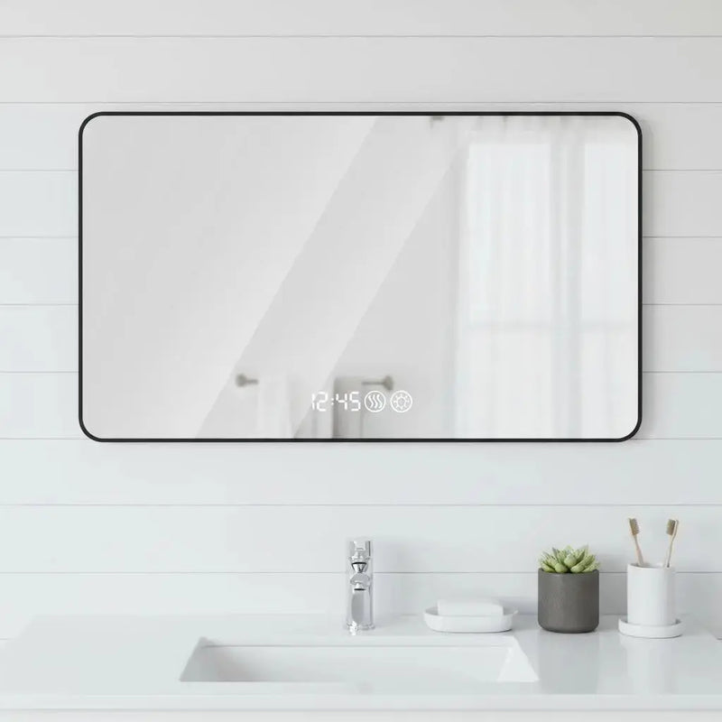 39" Black Aluminum Lighted Framed Bathroom Vanity Mirror Homeroots Bed & Bath