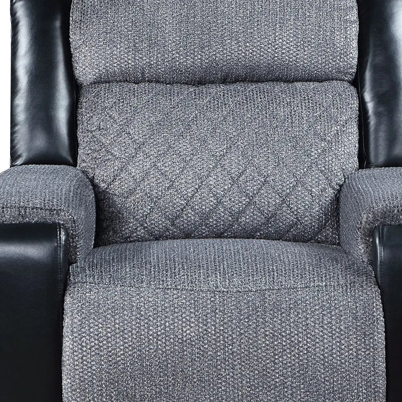 39" Black And Gray Faux Leather And Fabric Manual Recliner Homeroots Living Room