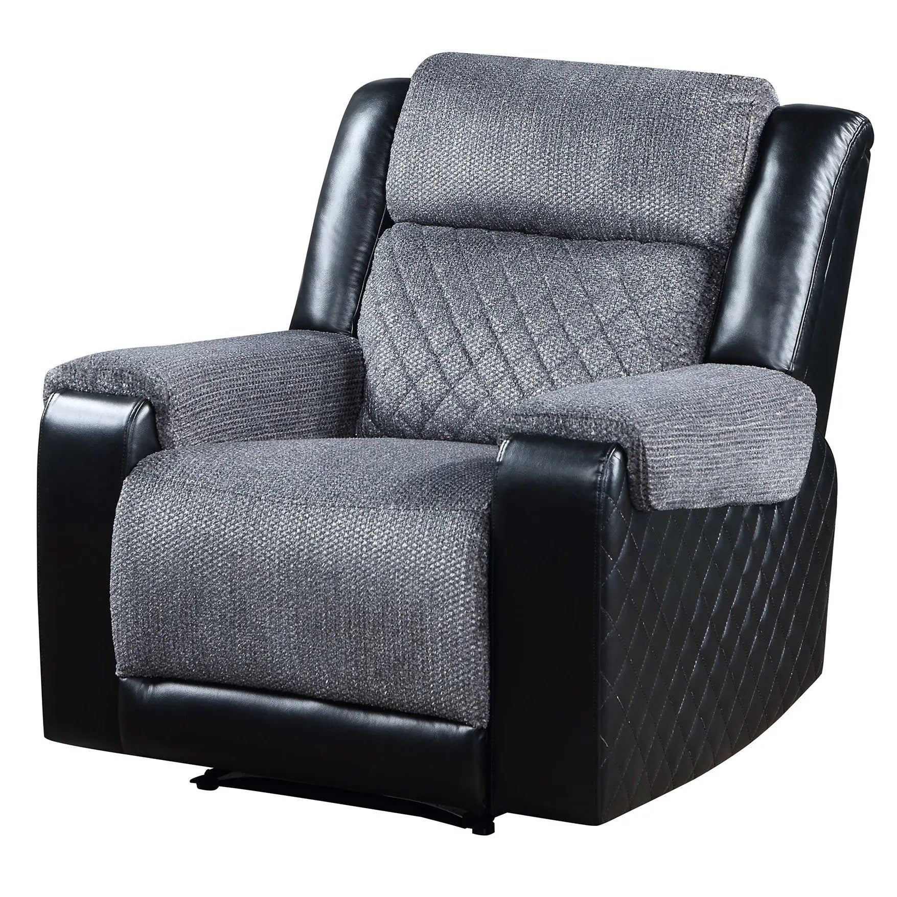 39" Black And Gray Faux Leather And Fabric Manual Recliner Homeroots Living Room