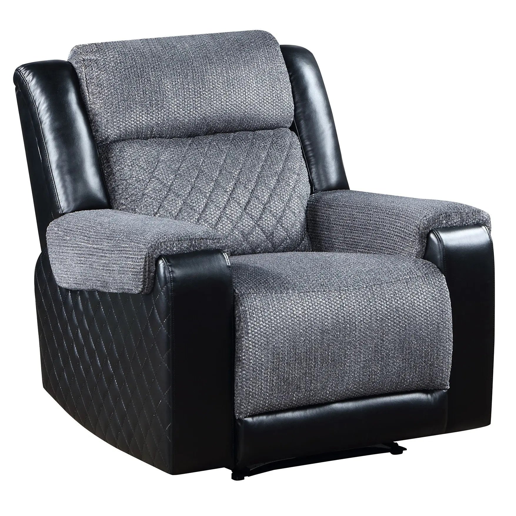 39" Black And Gray Faux Leather And Fabric Manual Recliner Homeroots Living Room