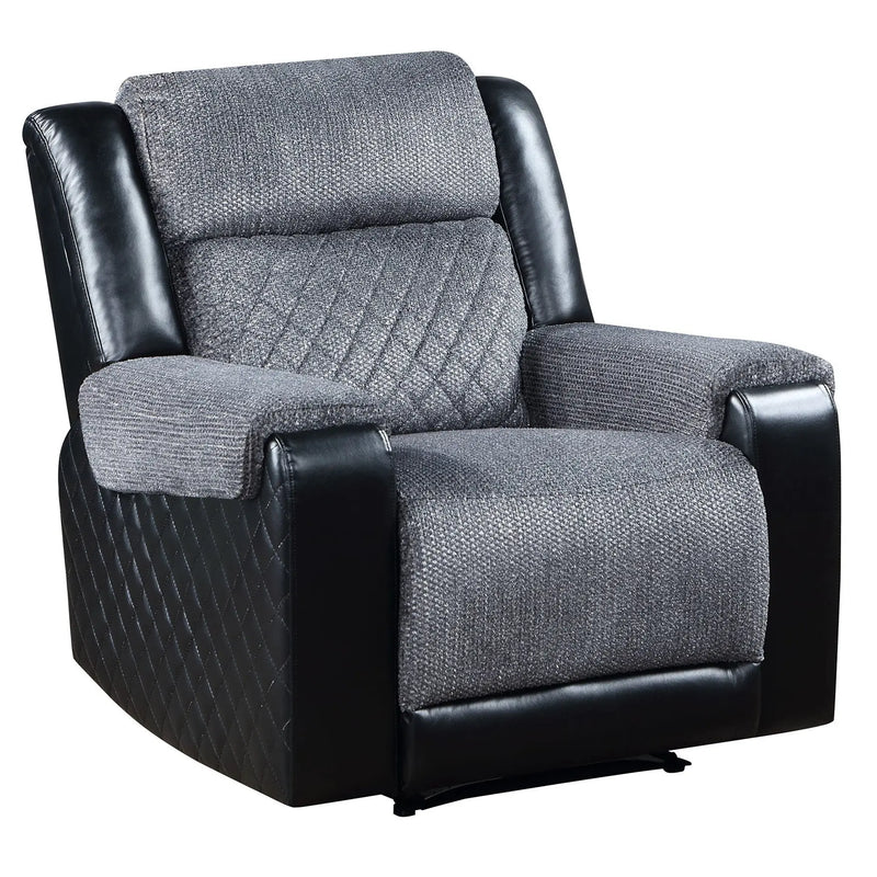 39" Black And Gray Faux Leather And Fabric Manual Recliner Homeroots Living Room