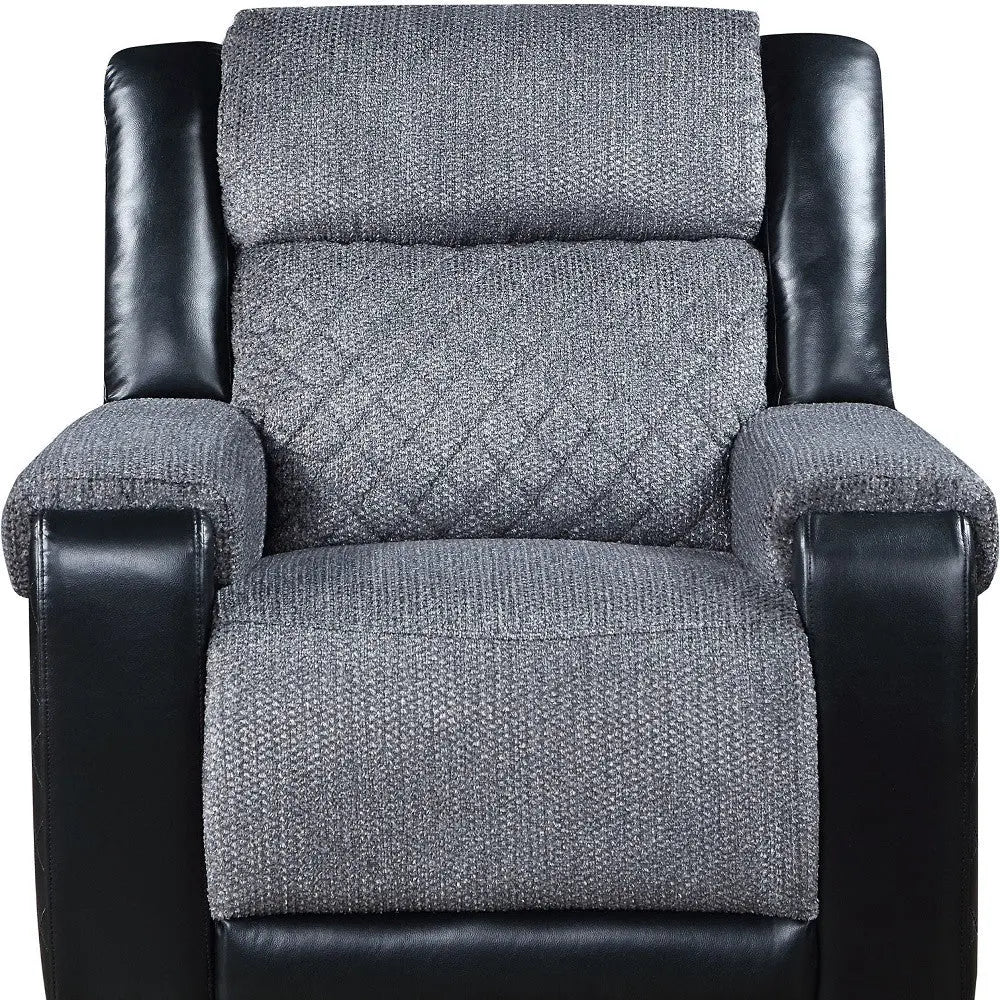 39" Black And Gray Faux Leather And Fabric Manual Recliner Homeroots Living Room