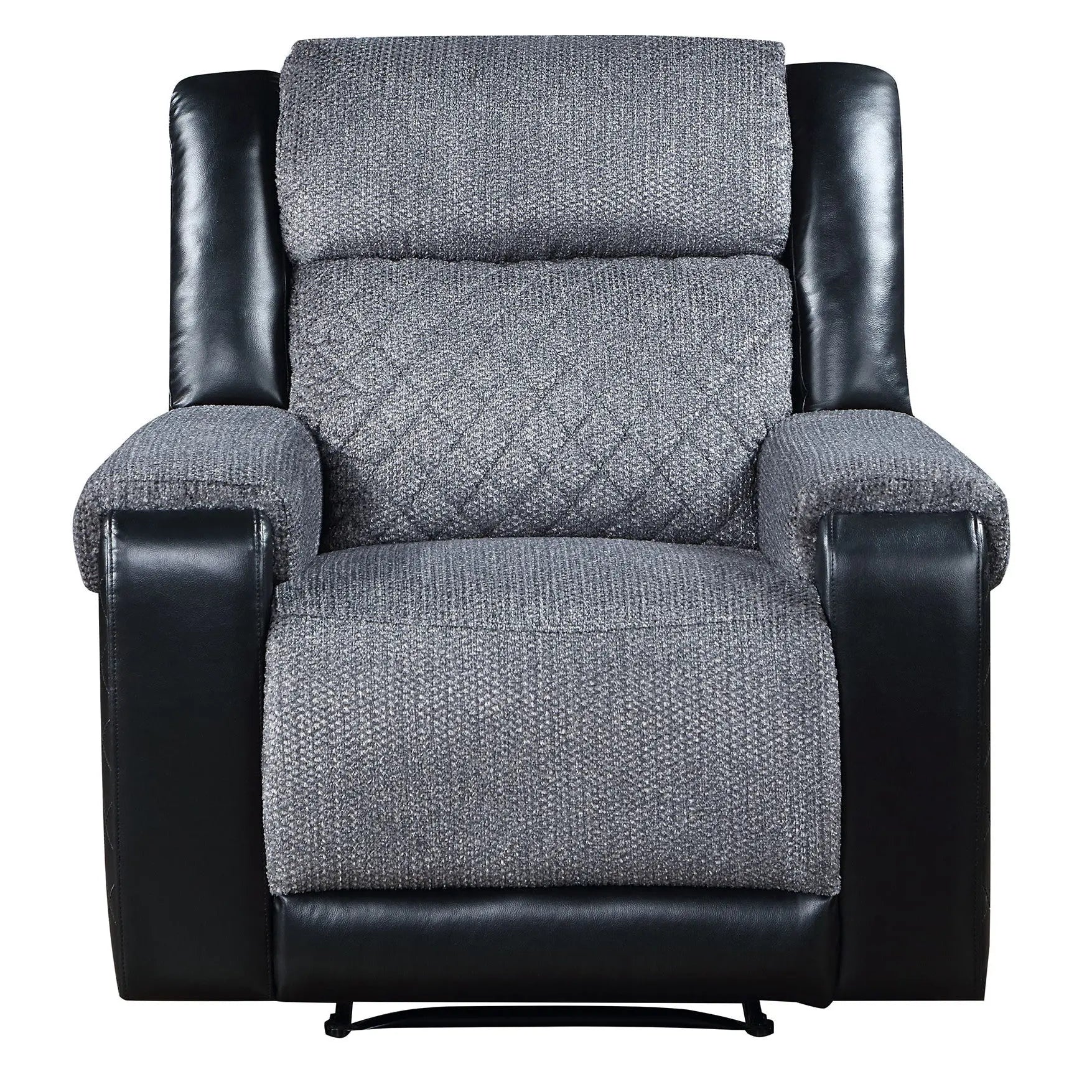 39" Black And Gray Faux Leather And Fabric Manual Recliner Homeroots Living Room