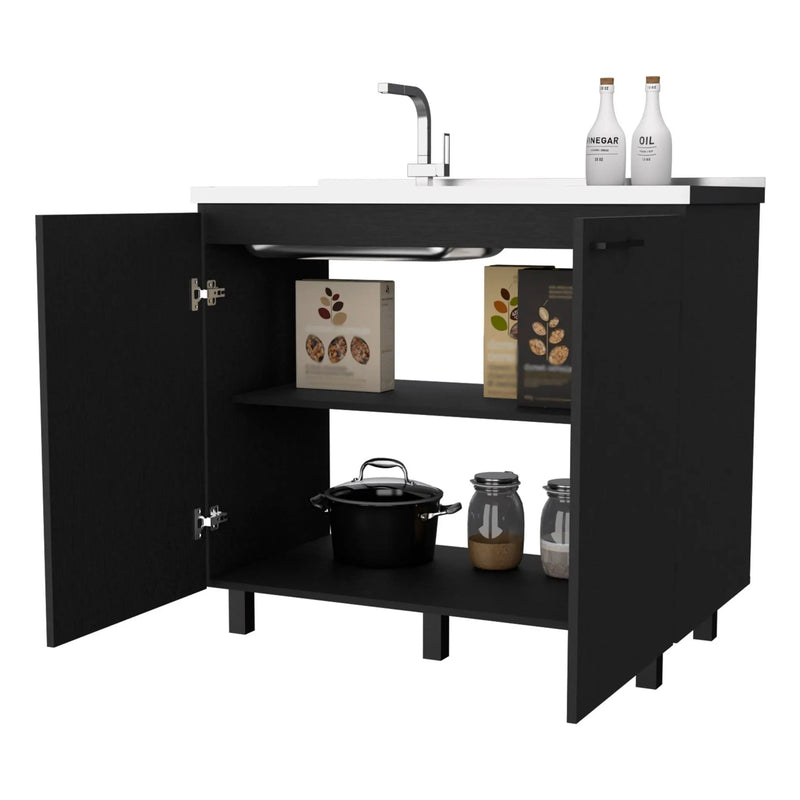 39" Black And Silver Accent Cabinet With One Shelf Homeroots Kitchen & Dining