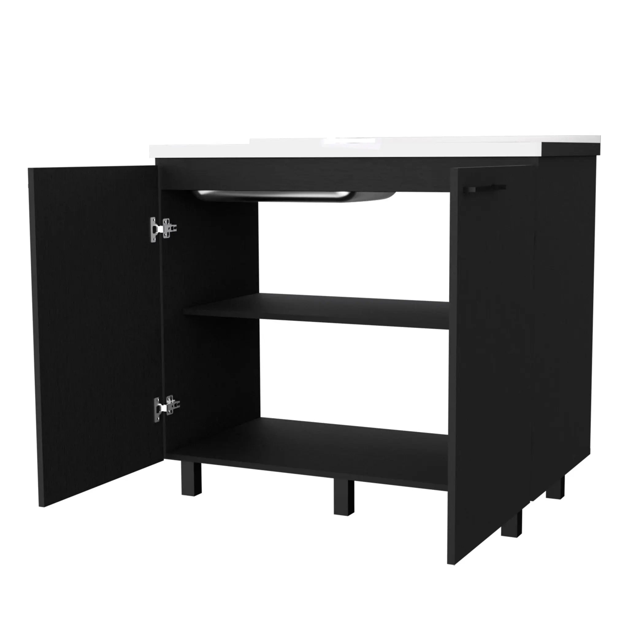 39" Black And Silver Accent Cabinet With One Shelf Homeroots Kitchen & Dining